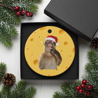 Christmas Thinking Monkey Meme Humor Brainrot Ceramic Ornament - Wonder Print Shop