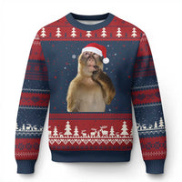 Xmas Thinking Monkey Meme Humor Brainrot Ugly Christmas Sweater - Wonder Print Shop