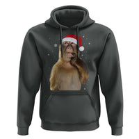 Christmas Thinking Monkey Meme Humor Brainrot Hoodie - Wonder Print Shop