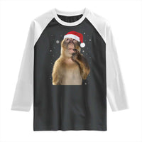 Christmas Thinking Monkey Meme Humor Brainrot Raglan Shirt - Wonder Print Shop