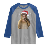 Christmas Thinking Monkey Meme Humor Brainrot Raglan Shirt - Wonder Print Shop