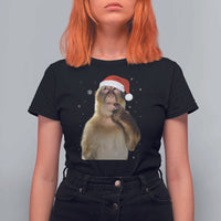 Christmas Thinking Monkey Meme Humor Brainrot T Shirt For Women - Wonder Print Shop