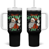 Funny Christmas Naughty Santa Tumbler With Handle You Aint Getting Shit Inappropriate Xmas - Wonder Print Shop