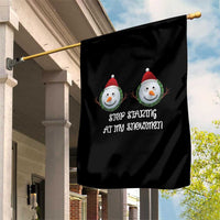 Funny Christmas Adult Humor Garden Flag Stop Staring At My Snowmen Boobs Xmas Embarrassing - Wonder Print Shop