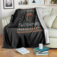 Funny Christmas Basketball Throw Blanket Merry Swishmas Ugly Xmas Swish Technique - Wonder Print Shop