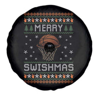 Funny Christmas Basketball Spare Tire Cover Merry Swishmas Ugly Xmas Swish Technique - Wonder Print Shop