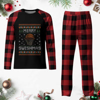 Funny Christmas Basketball Plaid Pajama Set Merry Swishmas Ugly Xmas Swish Technique - Wonder Print Shop