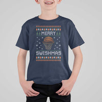 Funny Christmas Basketball T Shirt For Kid Merry Swishmas Ugly Xmas Swish Technique - Wonder Print Shop