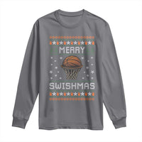 Funny Christmas Basketball Long Sleeve Shirt Merry Swishmas Ugly Xmas Swish Technique - Wonder Print Shop