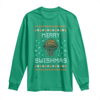 Funny Christmas Basketball Long Sleeve Shirt Merry Swishmas Ugly Xmas Swish Technique - Wonder Print Shop