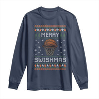 Funny Christmas Basketball Long Sleeve Shirt Merry Swishmas Ugly Xmas Swish Technique - Wonder Print Shop
