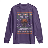 Funny Christmas Basketball Long Sleeve Shirt Merry Swishmas Ugly Xmas Swish Technique - Wonder Print Shop