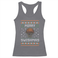 Funny Christmas Basketball Racerback Tank Top Merry Swishmas Ugly Xmas Swish Technique - Wonder Print Shop