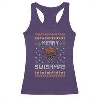 Funny Christmas Basketball Racerback Tank Top Merry Swishmas Ugly Xmas Swish Technique - Wonder Print Shop