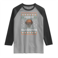 Funny Christmas Basketball Raglan Shirt Merry Swishmas Ugly Xmas Swish Technique - Wonder Print Shop