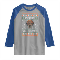Funny Christmas Basketball Raglan Shirt Merry Swishmas Ugly Xmas Swish Technique - Wonder Print Shop