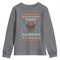 Funny Christmas Basketball Youth Sweatshirt Merry Swishmas Ugly Xmas Swish Technique - Wonder Print Shop