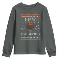 Funny Christmas Basketball Youth Sweatshirt Merry Swishmas Ugly Xmas Swish Technique - Wonder Print Shop