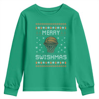 Funny Christmas Basketball Youth Sweatshirt Merry Swishmas Ugly Xmas Swish Technique - Wonder Print Shop