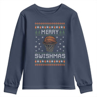 Funny Christmas Basketball Youth Sweatshirt Merry Swishmas Ugly Xmas Swish Technique - Wonder Print Shop