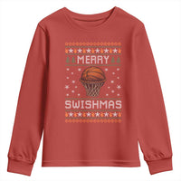 Funny Christmas Basketball Youth Sweatshirt Merry Swishmas Ugly Xmas Swish Technique - Wonder Print Shop