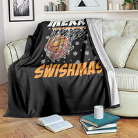 Funny Christmas Basketball Throw Blanket Merry Swishmas Xmas Swish Technique - Wonder Print Shop