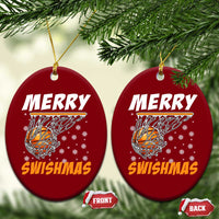 Funny Christmas Basketball Ceramic Ornament Merry Swishmas Xmas Swish Technique - Wonder Print Shop