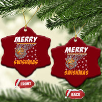 Funny Christmas Basketball Ceramic Ornament Merry Swishmas Xmas Swish Technique - Wonder Print Shop
