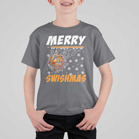 Funny Christmas Basketball T Shirt For Kid Merry Swishmas Xmas Swish Technique - Wonder Print Shop
