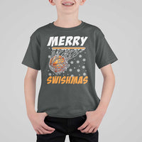 Funny Christmas Basketball T Shirt For Kid Merry Swishmas Xmas Swish Technique - Wonder Print Shop