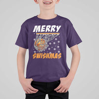 Funny Christmas Basketball T Shirt For Kid Merry Swishmas Xmas Swish Technique - Wonder Print Shop