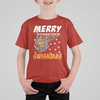 Funny Christmas Basketball T Shirt For Kid Merry Swishmas Xmas Swish Technique - Wonder Print Shop
