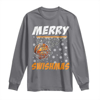 Funny Christmas Basketball Long Sleeve Shirt Merry Swishmas Xmas Swish Technique - Wonder Print Shop