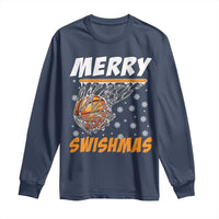 Funny Christmas Basketball Long Sleeve Shirt Merry Swishmas Xmas Swish Technique - Wonder Print Shop