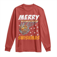 Funny Christmas Basketball Long Sleeve Shirt Merry Swishmas Xmas Swish Technique - Wonder Print Shop