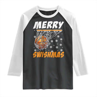 Funny Christmas Basketball Raglan Shirt Merry Swishmas Xmas Swish Technique - Wonder Print Shop