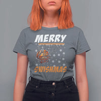 Funny Christmas Basketball T Shirt For Women Merry Swishmas Xmas Swish Technique - Wonder Print Shop