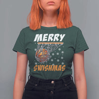 Funny Christmas Basketball T Shirt For Women Merry Swishmas Xmas Swish Technique - Wonder Print Shop
