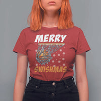 Funny Christmas Basketball T Shirt For Women Merry Swishmas Xmas Swish Technique - Wonder Print Shop