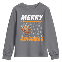 Funny Christmas Basketball Youth Sweatshirt Merry Swishmas Xmas Swish Technique - Wonder Print Shop