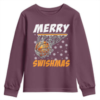 Funny Christmas Basketball Youth Sweatshirt Merry Swishmas Xmas Swish Technique - Wonder Print Shop
