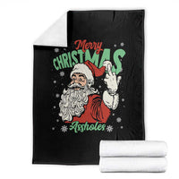 Funny Merry Christmas Assholes Throw Blanket Xmas Naughty Santa Adult Jokes - Wonder Print Shop