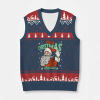 Funny Merry Christmas Assholes V-Neck Knit Sweater Vest Xmas Naughty Santa Adult Jokes - Wonder Print Shop