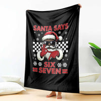 67 African American Santa Christmas Throw Blanket Funny Santa Says Six Seven Meme Gen Alpha Slang - Wonder Print Shop