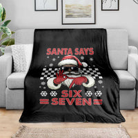 67 African American Santa Christmas Throw Blanket Funny Santa Says Six Seven Meme Gen Alpha Slang - Wonder Print Shop