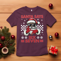 67 African American Santa Christmas T Shirt Funny Santa Says Six Seven Meme Gen Alpha Slang - Wonder Print Shop