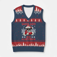 67 African American Santa Xmas V-Neck Knit Sweater Vest Funny Santa Says Six Seven Meme Gen Alpha Slang - Wonder Print Shop