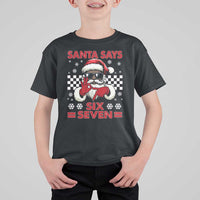 67 African American Santa Christmas T Shirt For Kid Funny Santa Says Six Seven Meme Gen Alpha Slang - Wonder Print Shop