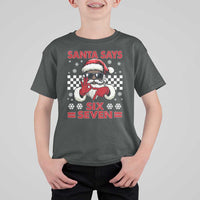 67 African American Santa Christmas T Shirt For Kid Funny Santa Says Six Seven Meme Gen Alpha Slang - Wonder Print Shop