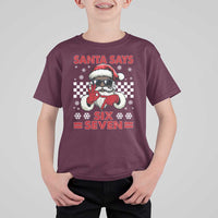 67 African American Santa Christmas T Shirt For Kid Funny Santa Says Six Seven Meme Gen Alpha Slang - Wonder Print Shop